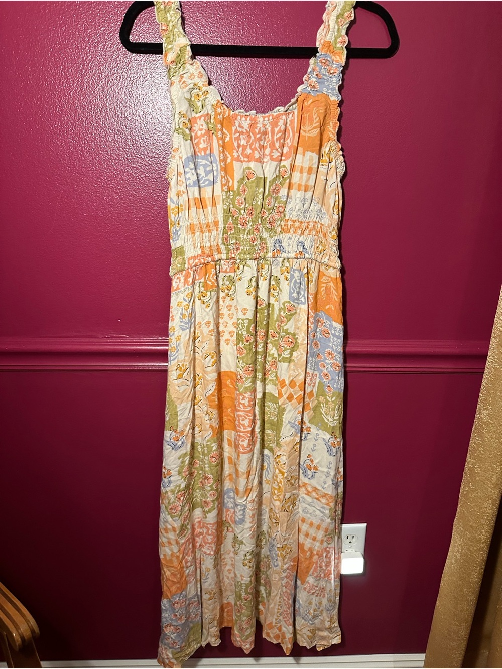 Patrons of Peace Patchwork Boho Maxi Dress Smocked Bodice - Picture 4 of 4